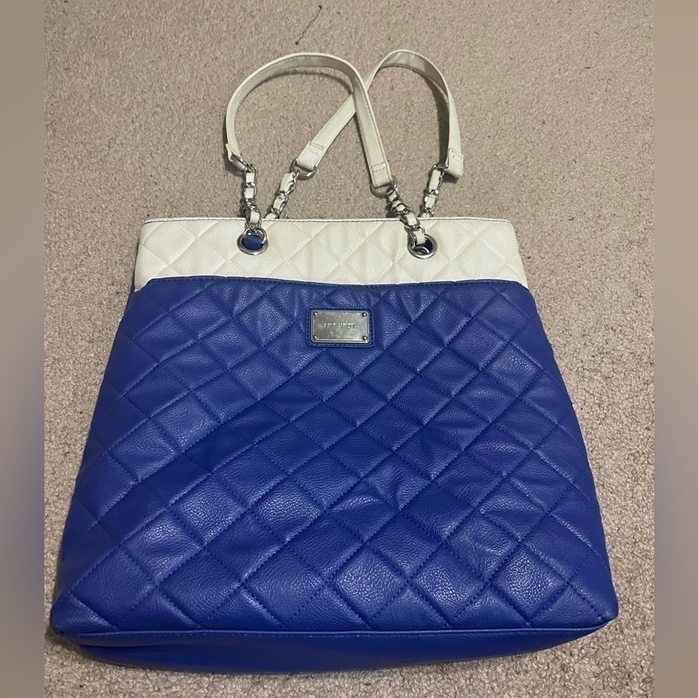 Nine West Blue and Cream Tote bubble shoulder bag